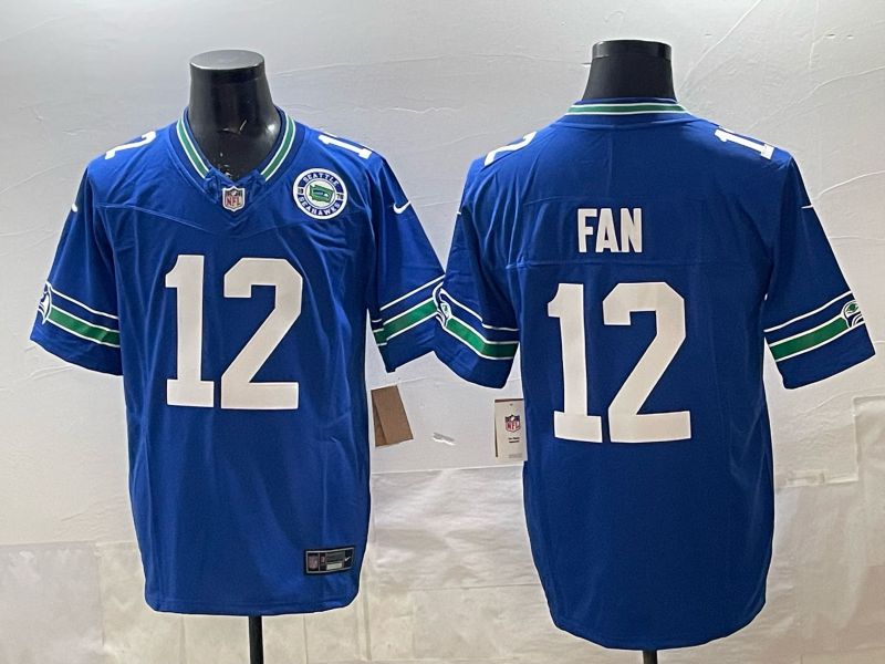 Men 2026 Seattle Seahawks #12 Fan blue Throwback Limited Nike NFL Jersey style 03